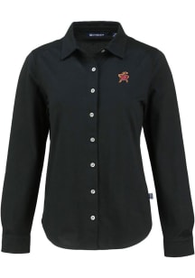 Womens Maryland Terrapins  Cutter and Buck Advantage Soft Pique Long Sleeve Dress Shirt