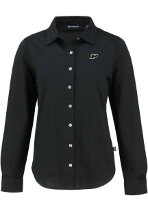 Cutter and Buck Purdue Boilermakers Womens Advantage Soft Pique Long Sleeve  Dress Shirt