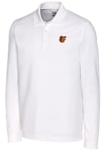 Cutter and Buck Baltimore Orioles Mens White Advantage Pique Long Sleeve Polo Shirt