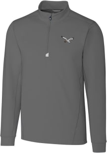 Cutter and Buck Philadelphia Eagles Mens Grey Historic Traverse Big and Tall 1/4 Zip Pullover