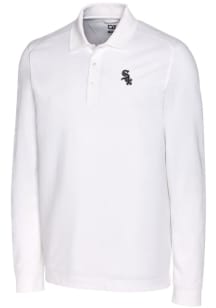 Cutter and Buck Chicago White Sox Mens White Advantage Pique Long Sleeve Polo Shirt