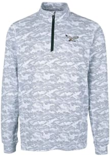 Cutter and Buck Philadelphia Eagles Mens Charcoal Historic Traverse Camo Big and Tall 1/4 Zip Pu..