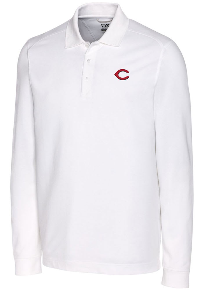 Cutter and Buck Cincinnati Reds Mens Advantage Pique Long Sleeve Polo Shirt