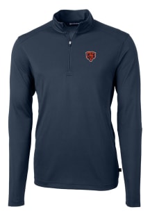 Cutter and Buck Chicago Bears Mens Navy Blue Virtue Eco Pique Big and Tall 1/4 Zip Pullover