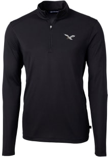 Cutter and Buck Philadelphia Eagles Mens Black Historic Virtue Eco Pique Big and Tall 1/4 Zip Pu..
