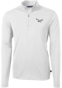 Cutter and Buck Philadelphia Eagles Mens White Historic Virtue Eco Pique Big and Tall 1/4 Zip Pu..