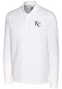 Cutter and Buck Kansas City Royals Mens White Advantage Pique Long Sleeve Polo Shirt