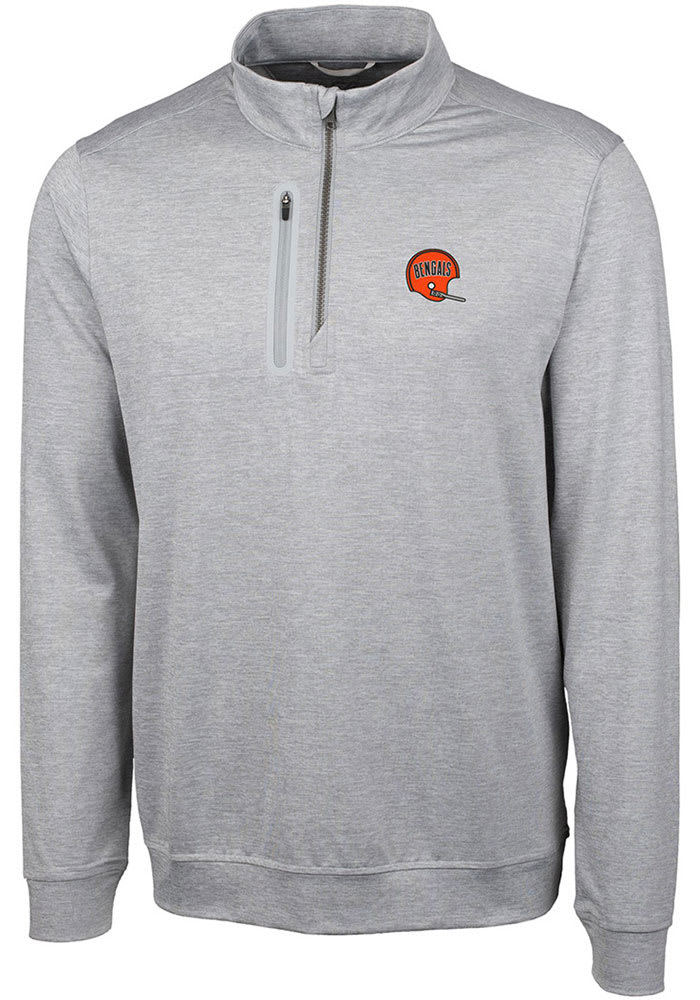 Cutter and Buck Cincinnati Bengals Mens Grey Historic Stealth Big Tall 1/4 Zip Pullover