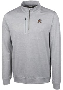 Cutter and Buck Cleveland Browns Mens Grey Stealth Big and Tall 1/4 Zip Pullover