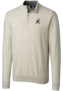 Cutter and Buck Cleveland Browns Mens Oatmeal Lakemont Big and Tall 1/4 Zip Pullover