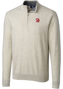 Cutter and Buck Tampa Bay Buccaneers Mens Oatmeal Lakemont Big and Tall 1/4 Zip Pullover