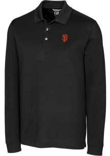 Cutter and Buck San Francisco Giants Mens Black Advantage Pique Long Sleeve Polo Shirt