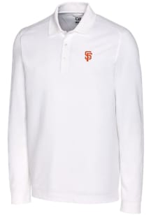 Cutter and Buck San Francisco Giants Mens White Advantage Pique Long Sleeve Polo Shirt