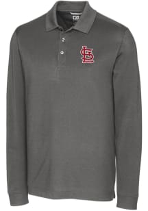 Cutter and Buck St Louis Cardinals Mens Grey Advantage Pique Long Sleeve Polo Shirt