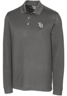 Cutter and Buck Tampa Bay Rays Mens Grey Advantage Pique Long Sleeve Polo Shirt