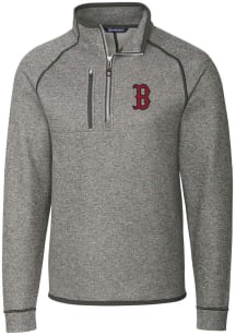Cutter and Buck Boston Red Sox Mens Grey Mainsail Long Sleeve 1/4 Zip Pullover