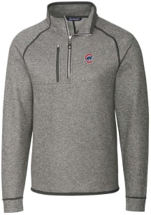 Cutter and Buck Chicago Cubs Mens Grey Mainsail Long Sleeve 1/4 Zip Pullover