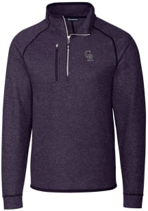 Cutter and Buck Colorado Rockies Mens Purple Mainsail Long Sleeve 1/4 Zip Pullover