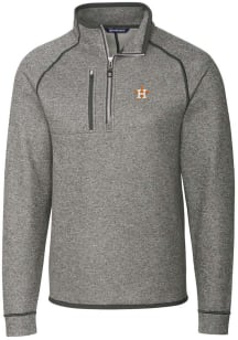 Cutter and Buck Houston Astros Mens Grey Mainsail Long Sleeve 1/4 Zip Pullover