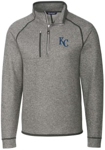Cutter and Buck Kansas City Royals Mens Grey Mainsail Long Sleeve 1/4 Zip Pullover