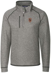 Cutter and Buck New York Mets Mens Grey Mainsail Long Sleeve 1/4 Zip Pullover