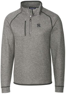 Cutter and Buck New York Yankees Mens Grey Mainsail Long Sleeve 1/4 Zip Pullover