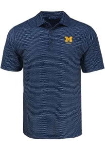 Michigan Wolverines Navy Blue Cutter and Buck Alumni Shadow Check Big and Tall Polo