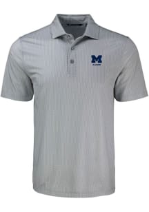 Michigan Wolverines Grey Cutter and Buck Alumni Shadow Check Big and Tall Polo