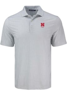 Nebraska Cornhuskers Grey Cutter and Buck Alumni Pike Diamond Dot Big and Tall Polo