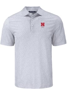 Nebraska Cornhuskers Grey Cutter and Buck Alumni Pike Flora Big and Tall Polo