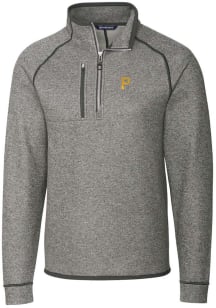 Cutter and Buck Pittsburgh Pirates Mens Grey Mainsail Long Sleeve 1/4 Zip Pullover