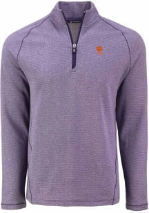 Cutter and Buck Clemson Tigers Mens Purple Alumni Pehastin Long Sleeve Qtr Zip Pullover