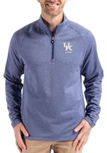 Cutter and Buck Kentucky Wildcats Mens Blue Alumni Pehastin Long Sleeve Qtr Zip Pullover