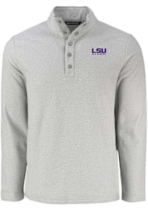 Cutter and Buck LSU Tigers Mens Grey Alumni Hunts Point Long Sleeve Qtr Zip Pullover