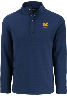 Mens Michigan Wolverines Navy Blue Cutter and Buck Alumni Hunts Point Qtr Zip Pullover