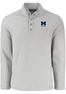 Mens Michigan Wolverines Grey Cutter and Buck Alumni Hunts Point Qtr Zip Pullover