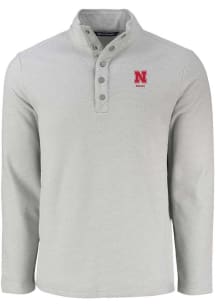 Mens Nebraska Cornhuskers Grey Cutter and Buck Alumni Hunts Point Qtr Zip Pullover