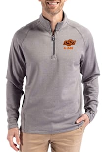 Cutter and Buck Oklahoma State Cowboys Mens Grey Alumni Pehastin Long Sleeve Qtr Zip Pullover