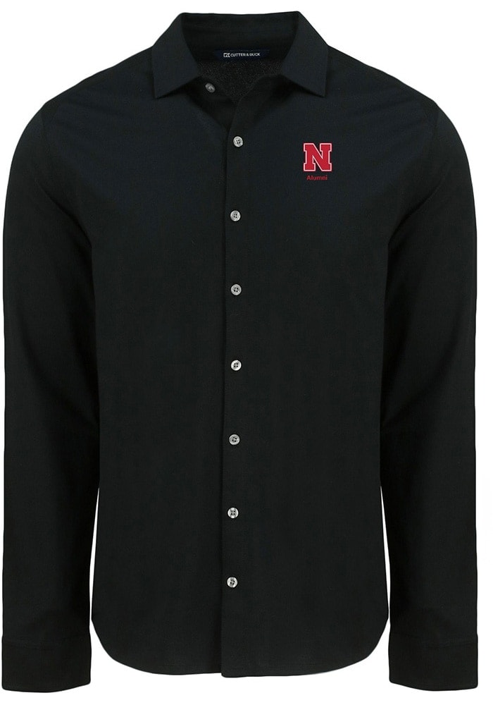 Cutter and Buck Mens BLACK Nebraska Cornhuskers Alumni Advantage Soft
