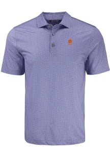 Cutter and Buck Clemson Tigers Mens Pink Alumni Pike Shadow Check Short Sleeve Polo