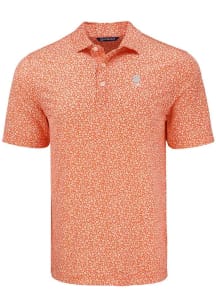 Cutter and Buck Clemson Tigers Mens Orange Alumni Pike Flora Short Sleeve Polo