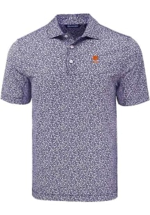 Cutter and Buck Clemson Tigers Mens Purple Alumni Pike Flora Short Sleeve Polo