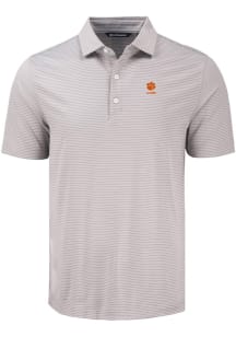 Cutter and Buck Clemson Tigers Mens Grey Alumni Forge Eco Fine Line Short Sleeve Polo