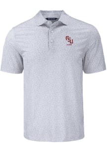 Cutter and Buck Florida State Seminoles Mens Grey Alumni Pike Flora Short Sleeve Polo