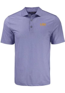 Cutter and Buck LSU Tigers Mens Pink Alumni Pike Shadow Check Short Sleeve Polo