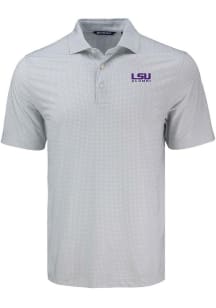 Cutter and Buck LSU Tigers Mens Grey Alumni Pike Diamond Dot Short Sleeve Polo