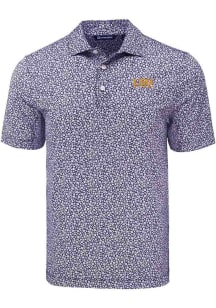 Cutter and Buck LSU Tigers Mens Purple Alumni Pike Flora Short Sleeve Polo