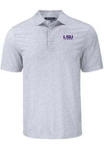 Cutter and Buck LSU Tigers Mens Grey Alumni Pike Flora Short Sleeve Polo