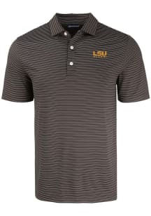 Cutter and Buck LSU Tigers Mens Black Alumni Forge Eco Fine Line Short Sleeve Polo