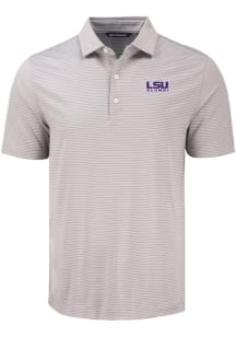 Cutter and Buck LSU Tigers Mens Grey Alumni Forge Eco Fine Line Short Sleeve Polo